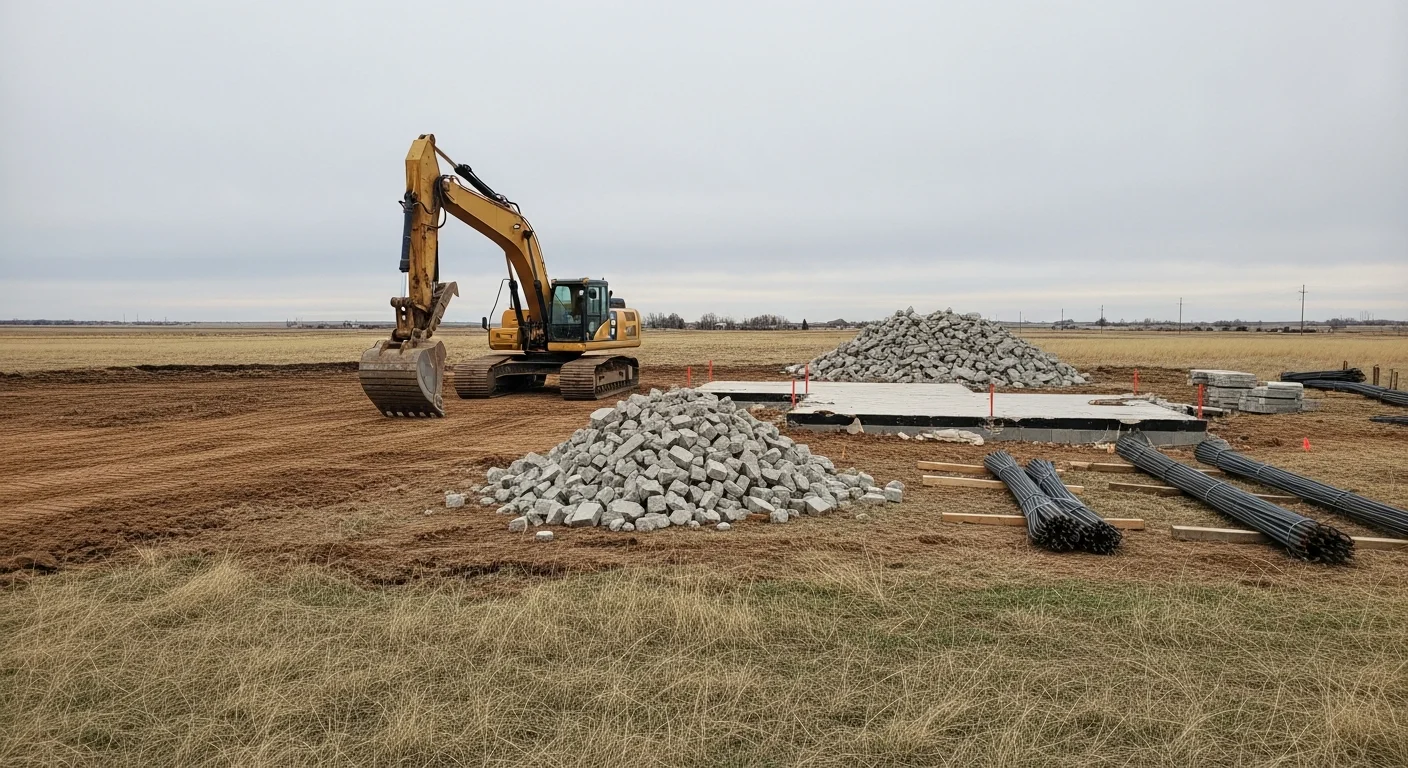 A cleared residential lot in Severance, CO after a full building demolition by Onsite Construction. The site shows graded ground with all structural debris removed, ready for new construction.